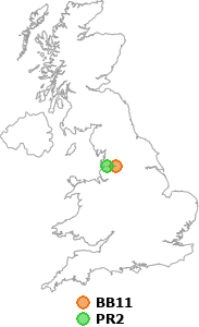 map showing distance between BB11 and PR2