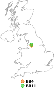 map showing distance between BB4 and BB11