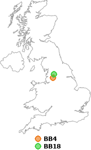 map showing distance between BB4 and BB18