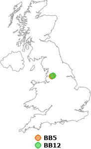 map showing distance between BB5 and BB12