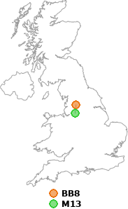 map showing distance between BB8 and M13