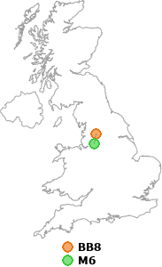 map showing distance between BB8 and M6