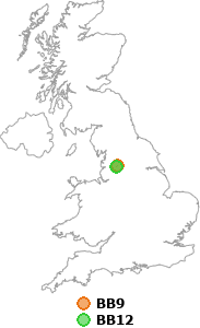 map showing distance between BB9 and BB12