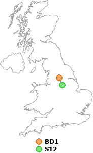 map showing distance between BD1 and S12