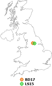 map showing distance between BD17 and LS15