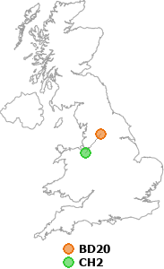 map showing distance between BD20 and CH2