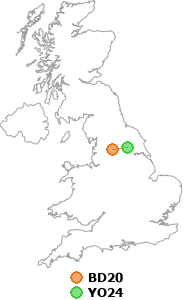map showing distance between BD20 and YO24