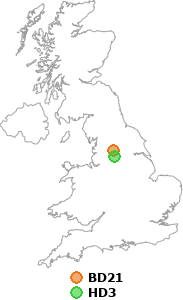 map showing distance between BD21 and HD3