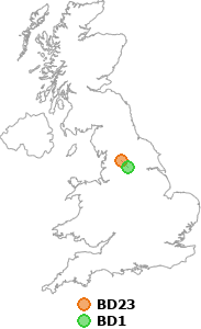 map showing distance between BD23 and BD1