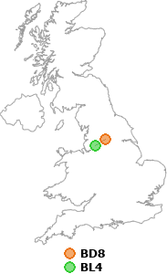 map showing distance between BD8 and BL4