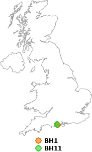 map showing distance between BH1 and BH11