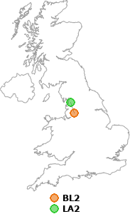 map showing distance between BL2 and LA2