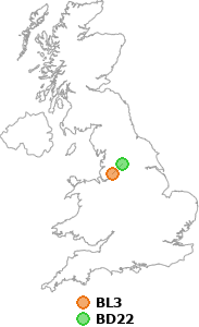 map showing distance between BL3 and BD22