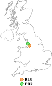 map showing distance between BL3 and PR2