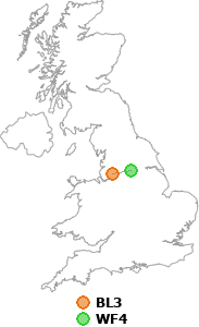 map showing distance between BL3 and WF4