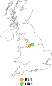 map showing distance between BL4 and HX4