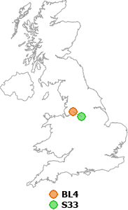 map showing distance between BL4 and S33