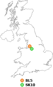 map showing distance between BL5 and SK10