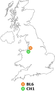 map showing distance between BL6 and CH1