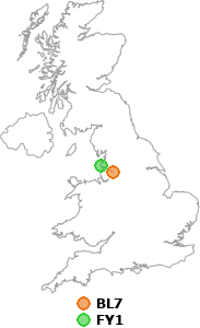 map showing distance between BL7 and FY1