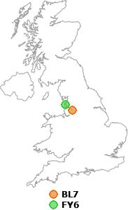 map showing distance between BL7 and FY6