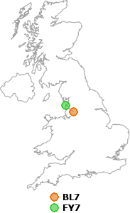 map showing distance between BL7 and FY7