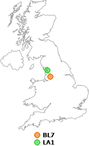 map showing distance between BL7 and LA1