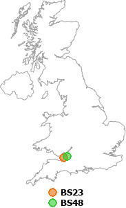 map showing distance between BS23 and BS48