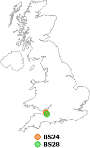 map showing distance between BS24 and BS28