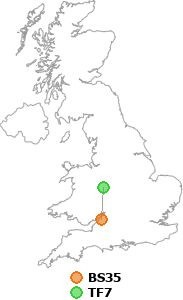 map showing distance between BS35 and TF7