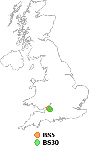map showing distance between BS5 and BS30