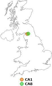 map showing distance between CA1 and CA8