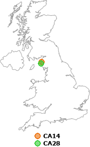map showing distance between CA14 and CA28