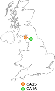 map showing distance between CA15 and CA16