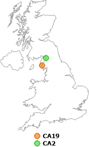 map showing distance between CA19 and CA2
