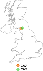 map showing distance between CA7 and CA2