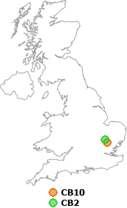 map showing distance between CB10 and CB2