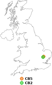 map showing distance between CB5 and CB2