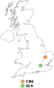 map showing distance between CB6 and SL4