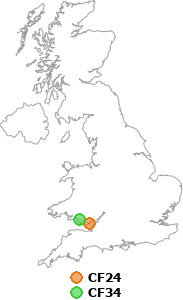 map showing distance between CF24 and CF34