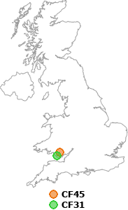 map showing distance between CF45 and CF31