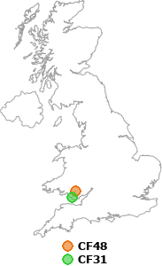 map showing distance between CF48 and CF31