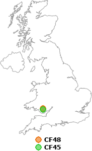 map showing distance between CF48 and CF45