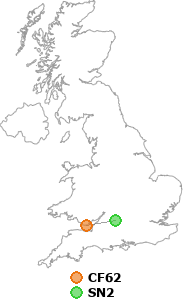 map showing distance between CF62 and SN2