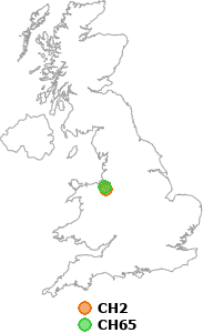 map showing distance between CH2 and CH65