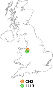 map showing distance between CH2 and LL13