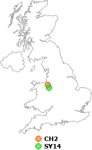 map showing distance between CH2 and SY14