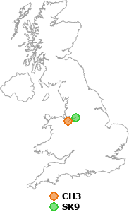 map showing distance between CH3 and SK9