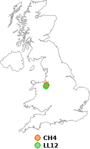 map showing distance between CH4 and LL12