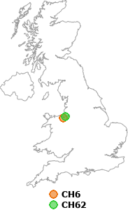 map showing distance between CH6 and CH62